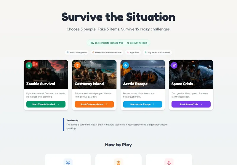 ESL Survival website homepage
