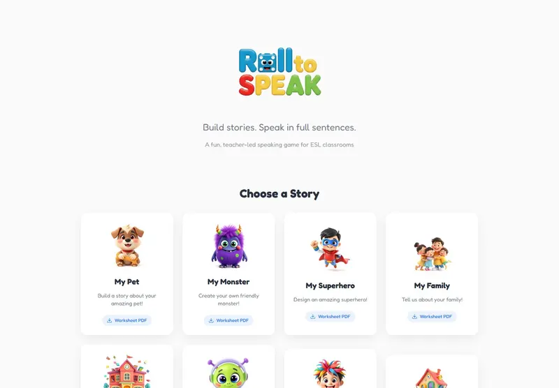 Roll to Speak website homepage