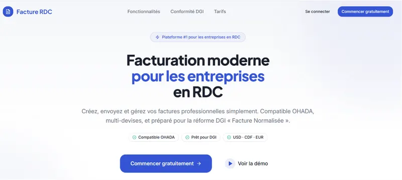 Facture RDC website homepage