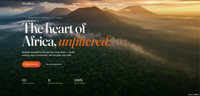 Congo Connect Journeys website homepage