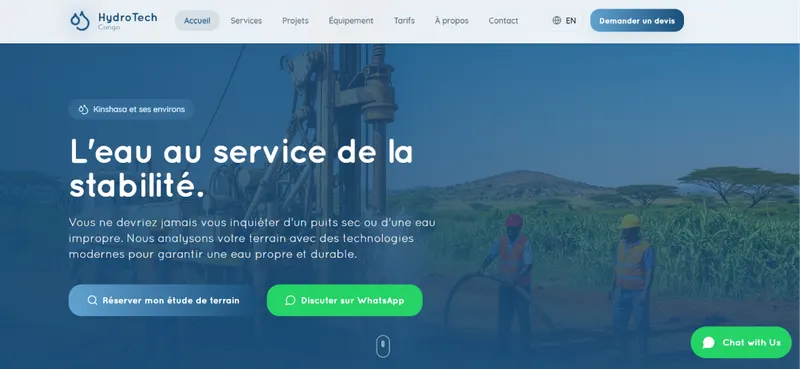 Hydrotech Congo website homepage