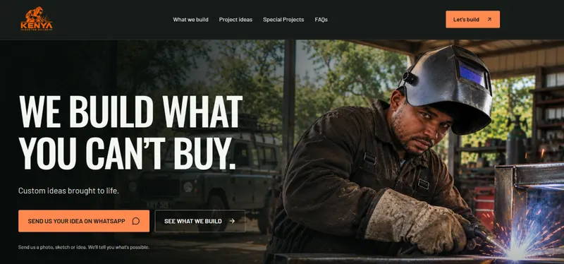 Kenya Custom Builds website homepage